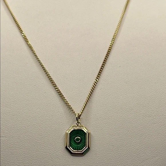 Miansai Umbra Chalcedony Necklace Green Enamel Gold Vermeil - Picture 2 of 4